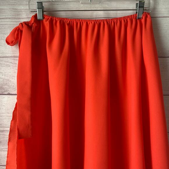 Bright Coral Pink Swimsuit Cover Up Skirt Elastic Tie Waist Size XXL - Picture 8 of 16